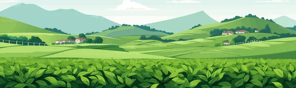 Tea Plantation Διάνυσμα Επίπεδη Μινιμαλιστική Απομονωμένη Διανυσματική Απεικόνιση Στυλ — Διανυσματικό Αρχείο