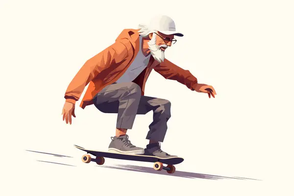 Old man skater skating Stock Photos, Royalty Free Old man skater