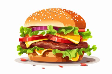 hamburger with bacon vector flat minimalistic isolated vector style illustration clipart