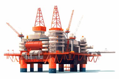 Offshore Petrol Platformu vektörü düz minimalist izole vektör biçimi illüstrasyonu