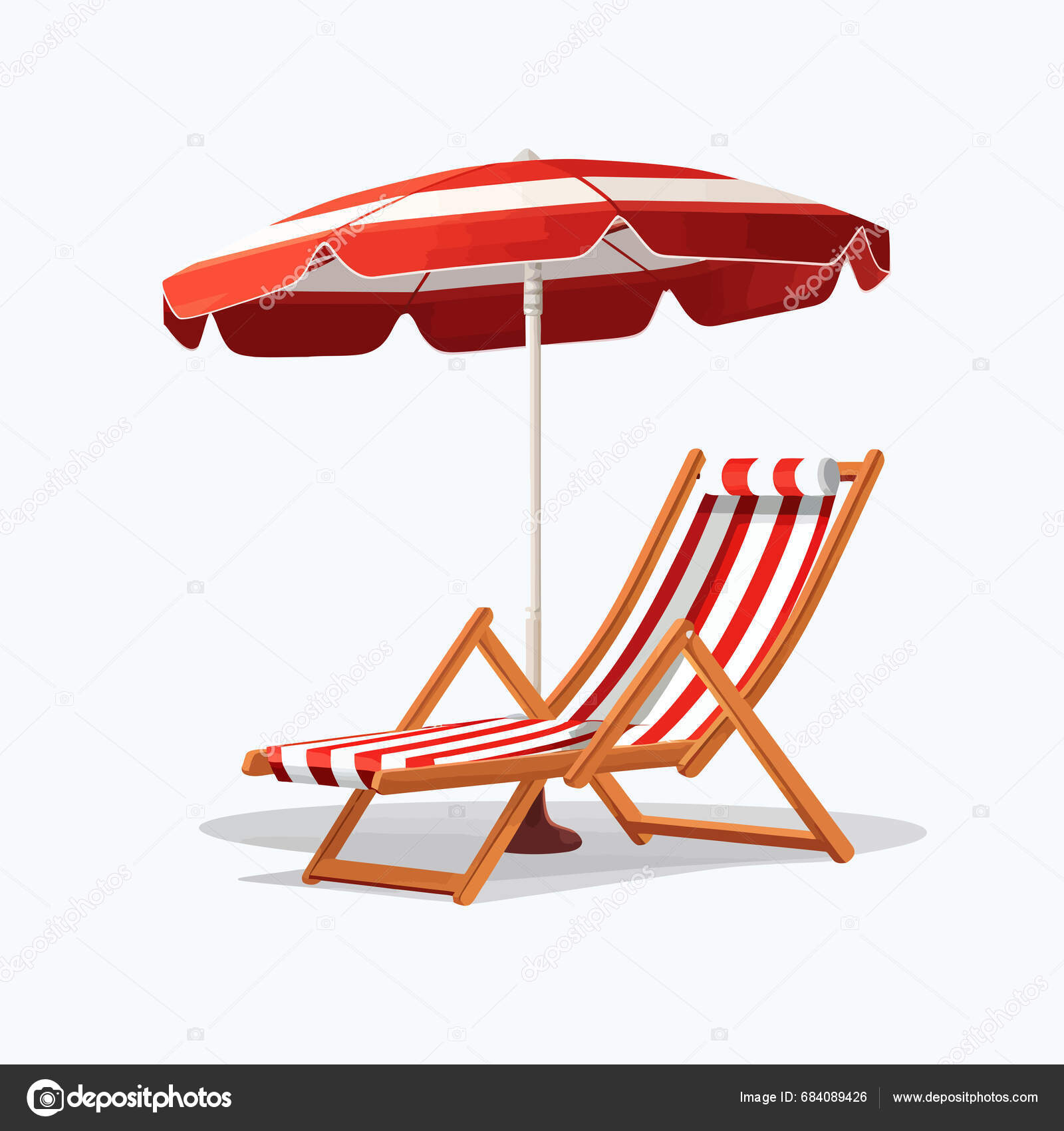 Deck Chair Umbrella Isolated Vector Style Illustration Stock Vector by