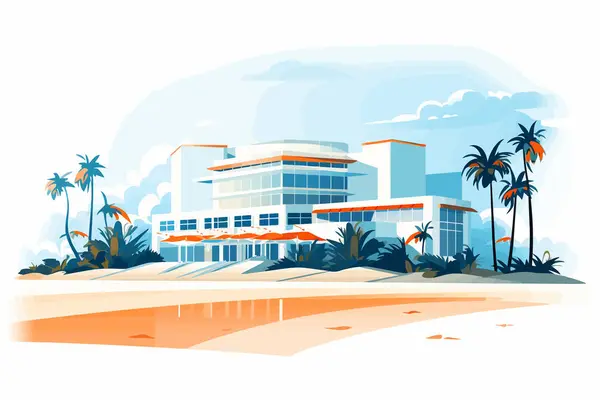 Vintage Travel Poster Seaside Resort Απομονωμένη Διανυσματική Εικονογράφηση Στυλ — Διανυσματικό Αρχείο
