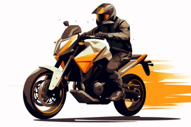 man riding Motor bike isolated vector style illustration clipart