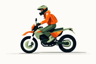 Motosiklet süren adam, izole edilmiş vektör biçimi çizimi