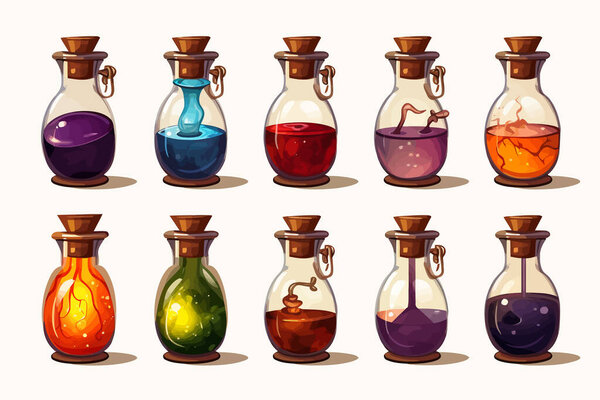 Potion in glass bottle isolated vector style illustration