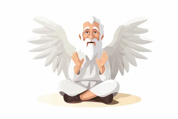 Angel Old Man Isolated Vector Style — Stock Vector