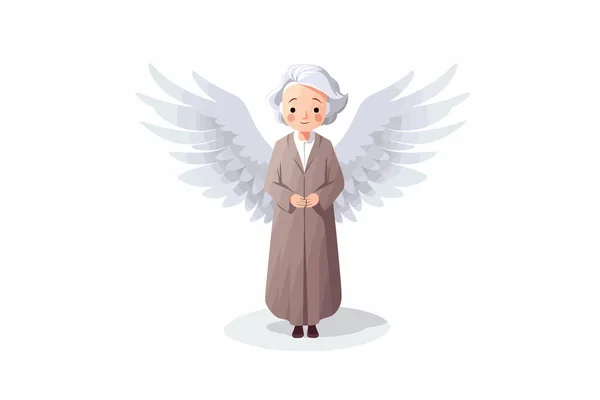 Angel Old Woman Isolated Vector Style — Stock Vector
