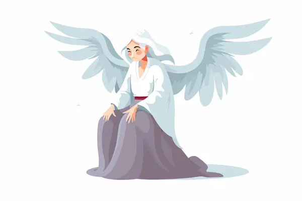 Angel Old Woman Isolated Vector Style — Stock Vector