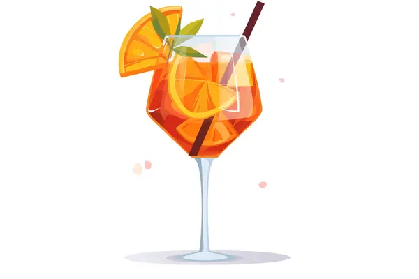 Aperol Spritz Verão Cocktail Isolado Vetor Estilo — Vetor de Stock