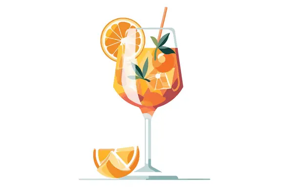 Aperol Spritz Summer Cocktail Isolated Vector Style — Stock Vector