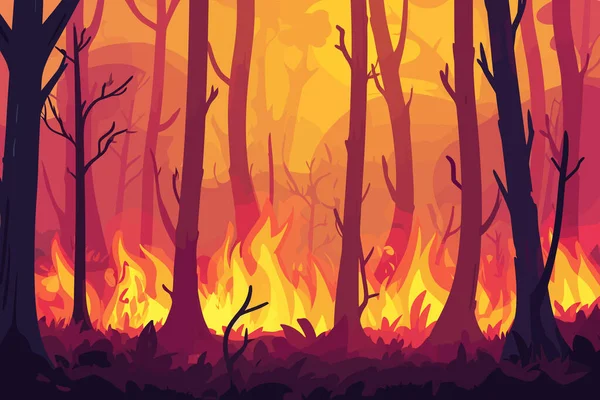 森林着火隔离病媒风格 — 图库矢量图片