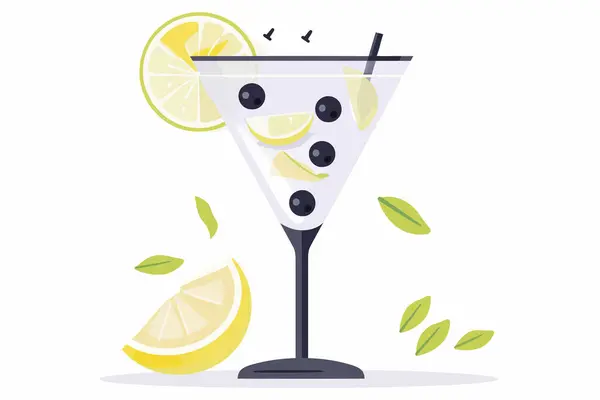 Martini Coctel Aislado Estilo Vector — Vector de stock
