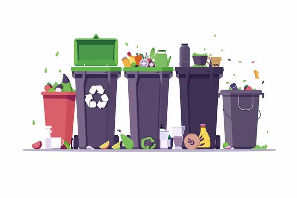 Recycling Composting Kitchen Waste Isolated Vector Style — Stock Vector