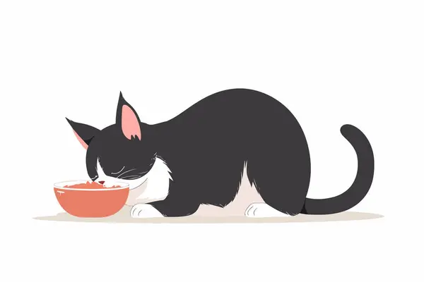 Cat Bowl Food Isolated Vector Style — Stock Vector