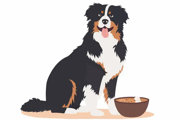 Dog Bowl Food Isolated Vector Style — Stock Vector
