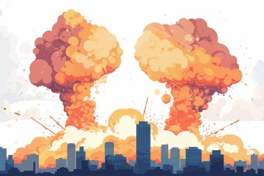missiles explosions over city isolated vector style clipart