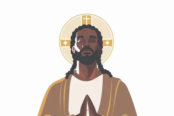 Style Vectoriel Isolé Jésus Africain — Image vectorielle