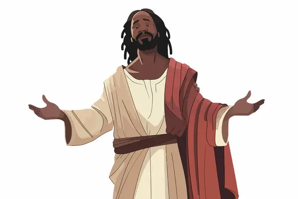 African Jesus Isolated Vector Style — Stock Vector