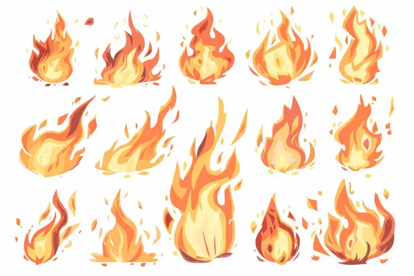 Fire Set Isolated Vector Style — Stock Vector