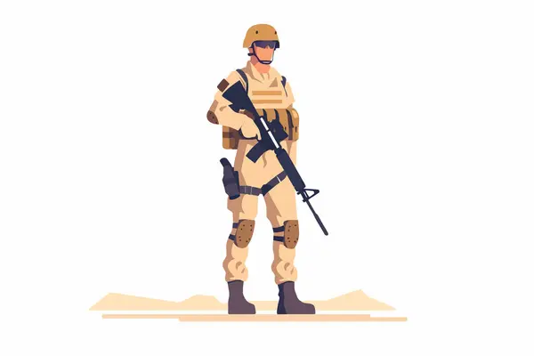 Mideast Soldier Isolated Vector Style — Stock Vector