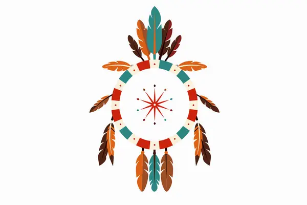 Indian American Medicine Wheel Izolowany Styl Wektor — Wektor stockowy