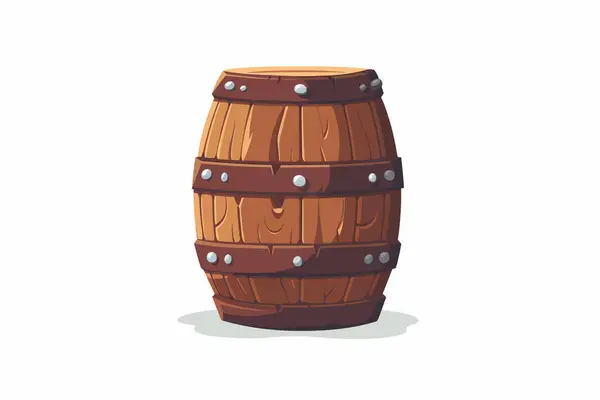 Wooden Barrel Isolated Vector Style — Stock Vector