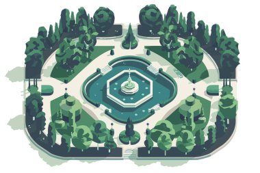 Ornamental city park from above isolated vector style clipart