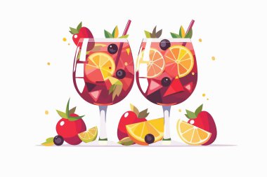 Refreshing Sangria on a terrace isolated vector style clipart