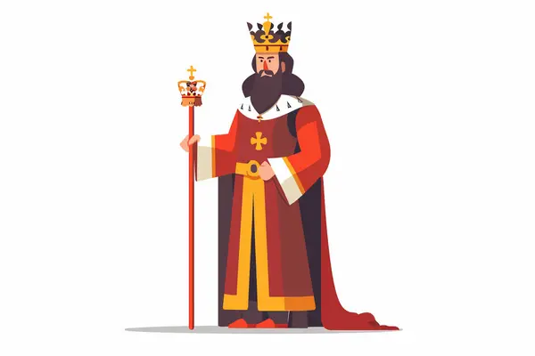 Koronering Hans Majestet Kongen Isolert Vektor Stil – stockvektor