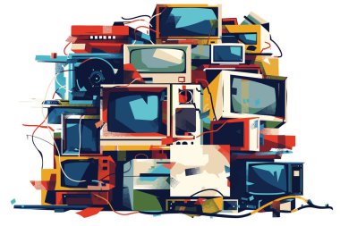 Artistic pile of electronic waste isolated vector style clipart