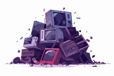 Artistic pile of electronic waste isolated vector style clipart