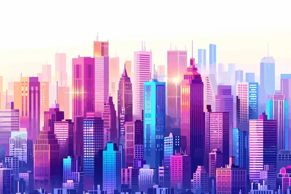 stock vector Drone shot of bustling cityscape isolated vector style