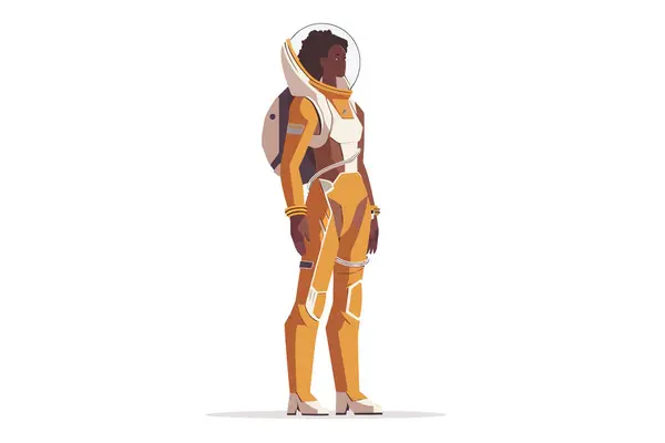Woman Diy Spacesuit Costume Isolated Vector Style Ilustração De Stock