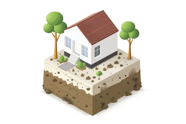 Stock vector house foundation isometric stock image isolated vector style