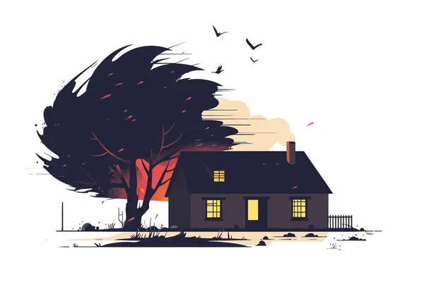 stock vector house in hurricane stock image isolated vector style