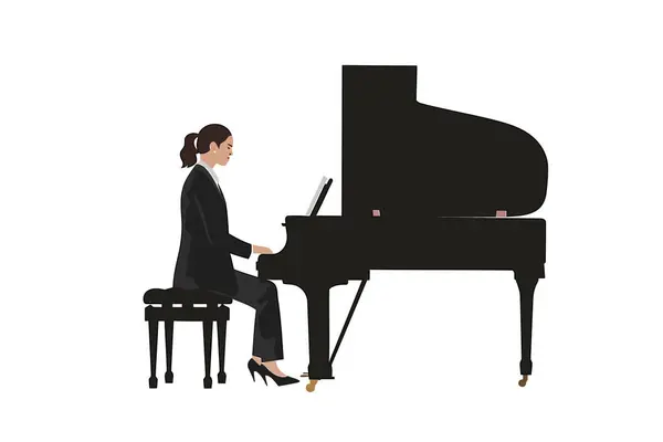 stock vector woman in business suit playing on piano stock image isolated vector style illustration