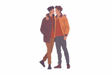 Romantik eşcinseller çift halinde izole edilmiş vektör çizimi