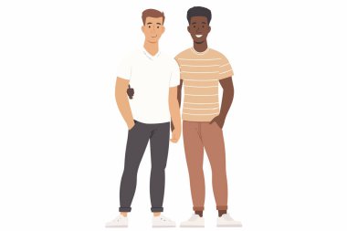 Romantik eşcinseller ırklar arası çiftler arasında soyutlanmış vektör çizimi