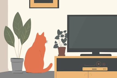 Cat TV stok görüntüsü izole vektör biçimi izliyor