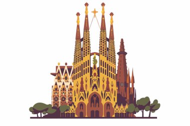 Barcelonas Sagrada Familia Katedrali stok görüntü izole vektör biçimi