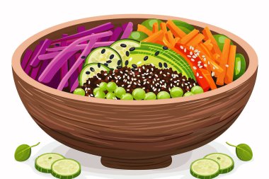 Healthy Buddha Bowl with Quinoa stock image isolated vector style clipart