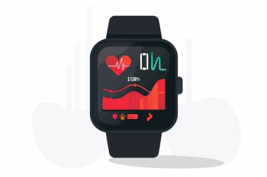 SağIık İstatistiklerini Gösteren Smartwatch izole edilmiş vektör biçimi