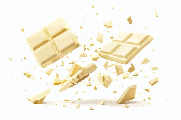 stock vector Pieces of white chocolate in air stock image isolated vector style