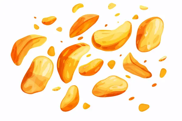 stock vector potato pieces in the air stock image isolated vector style