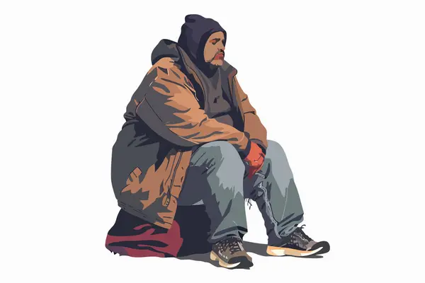 stock vector homeless overweight man isolated