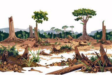 Deforestation Exposing Barren Land isolated illustration illustration clipart