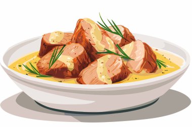 Pork Tenderloin Medallions in Creamy Sauce isolated illustration clipart