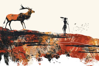 Ancient imaged painted on cave walls isolated illustration illustration clipart