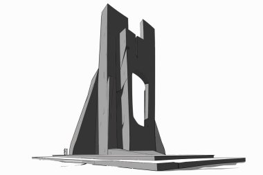 brutalist style monument isolated illustration illustration clipart