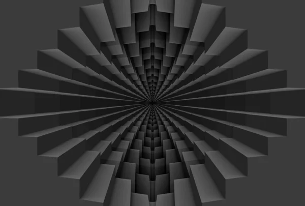 3Dレンダリング 概要黒四角グリッドトンネル壁の背景 — ストック写真